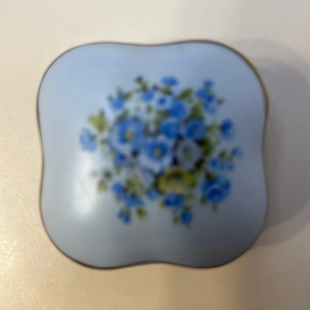Lefton China Handpainted Blue Floral Trinket Keepsake Box Vintage #7687 - Picture 3 of 10